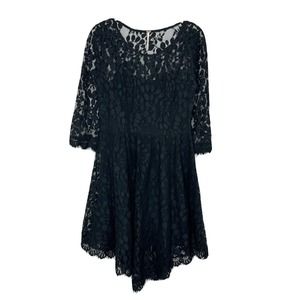 Free People Black Lace Long Sleeve Dress